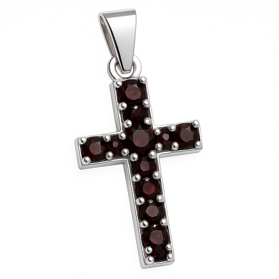 Stříbrný přívěs Křížek s Granáty