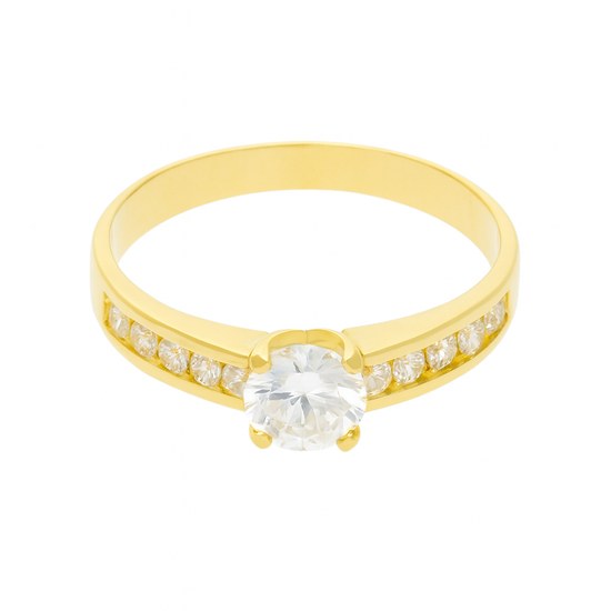 Zlatý 585/1000 prsten se zirkony 5054