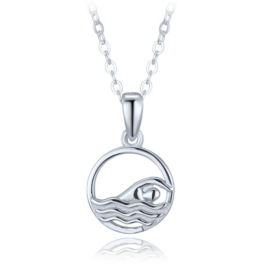 MINET Stříbrný náhrdelník plavec ve vodě