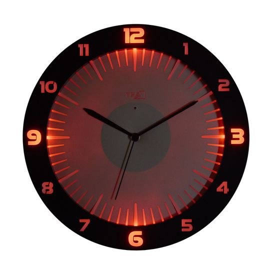 TFA 60.3553.10 - rádiem řízené nástěnné hodiny s barevným osvětlením LUMOCLOCK