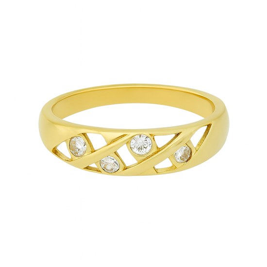 Zlatý 585/1000 prsten se zirkony 5015
