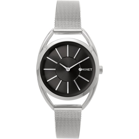 Stříbrno-černé dámské hodinky MINET ICON SILVER BLACK MESH MWL5017