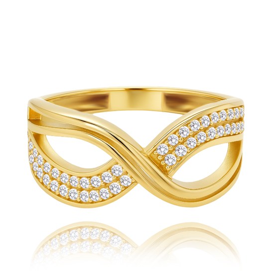 MINET Luxusní zlatý prsten s bílými zirkony Au 585/1000 vel. 57 - 2,90g