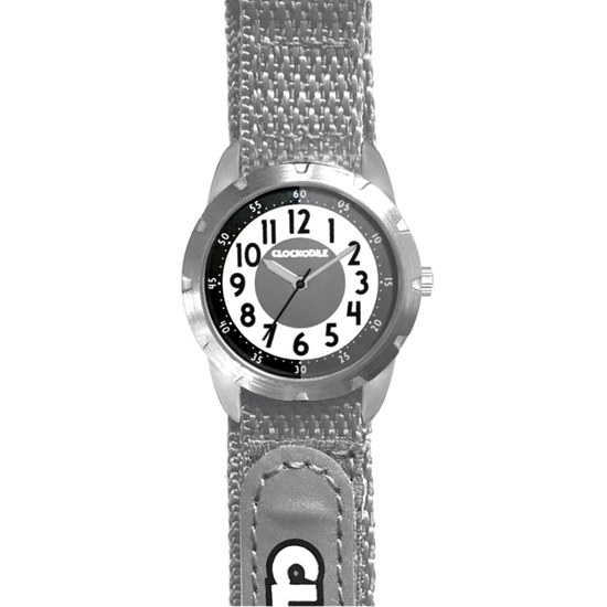 Šedé reflexní dětské hodinky na suchý zip CLOCKODILE REFLEX CWX0022