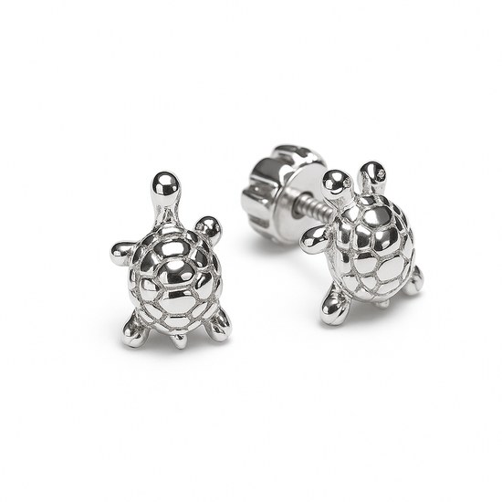 Stříbrné náušnice Želva - šroubek
