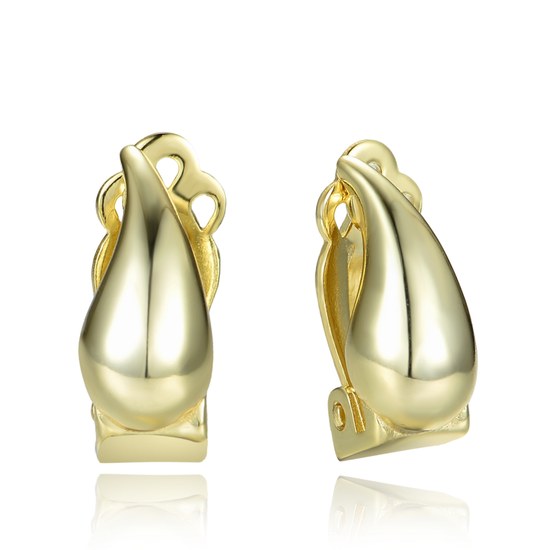 MINET Pozlacené stříbrné náušnice kapky na klipsy pro uši bez dírek