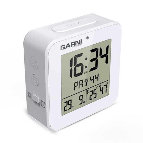 Digitální budík s měřením vnitřní teploty a rel. vlhkosti GARNI 138W