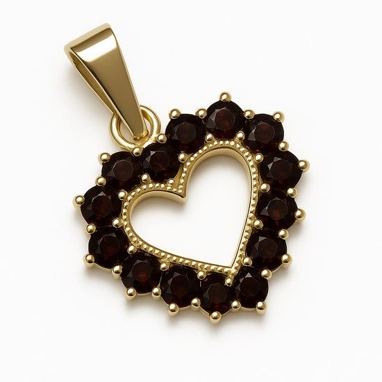 Stříbrný zlacený přívěsek Srdce s Granáty