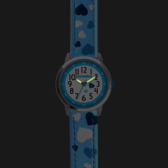 CLOCKODILE Modré dívčí dětské hodinky SRDÍČKA