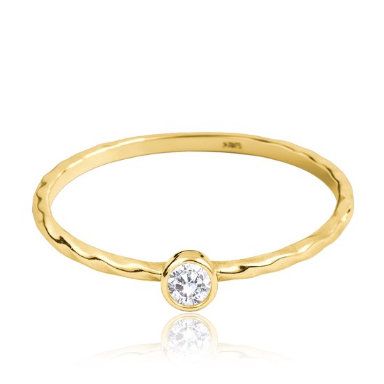 MINET Decentní zlatý prsten s bílým zirkonem Au 585/1000 vel. 48 - 0,60g