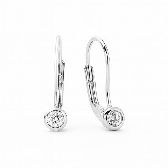 Zlaté náušnice z bílého zlata s brilianty 0,16ct klapkové