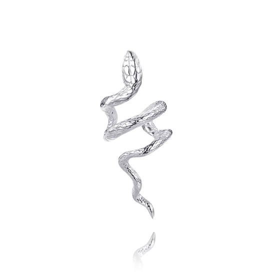 MINET Moderní stříbrná záušnice had na levé ucho