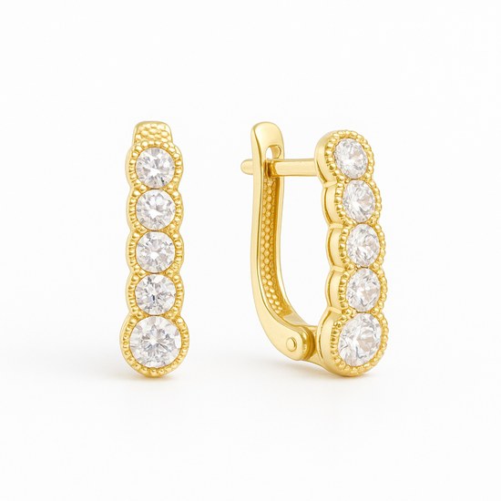 Zlaté náušnice se zirkony francouz. zavírání