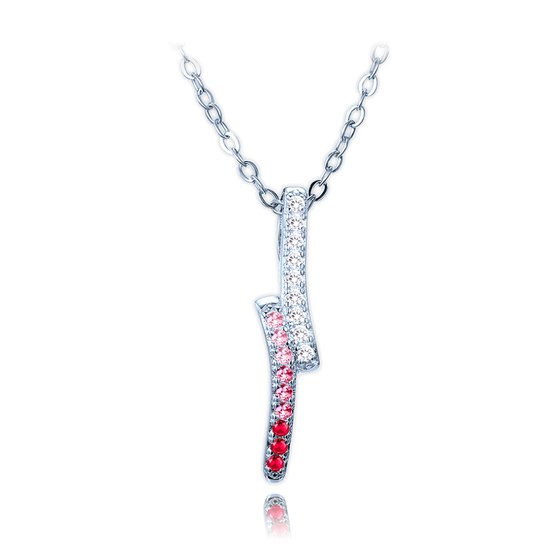MINET Luxusní stříbrný náhrdelník s bílými, červenými a růžovými zirkony