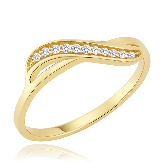 MINET Luxusní zlatý prsten s bílými zirkony Au 585/1000 vel. 57 - 1,30g