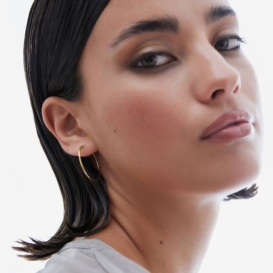 Stříbrné zlacené náušnice Victoria Cruz - kroužky A4726-DT