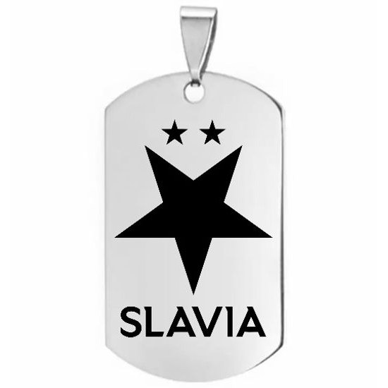 Velký oboustranný ocelový přívěsek s logem klubu Slavia