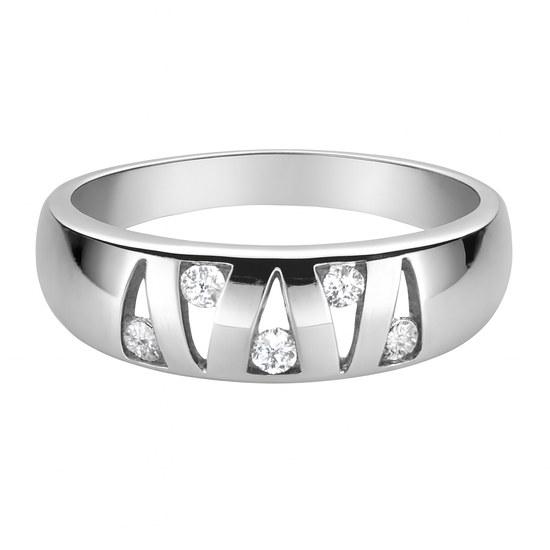 Zlatý prsten z bílého zlata se zirkony