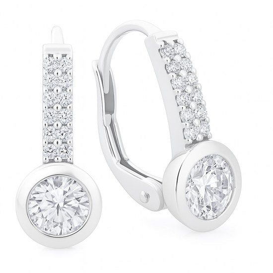 Zlaté náušnice se zirkony z bílého zlata klapkové