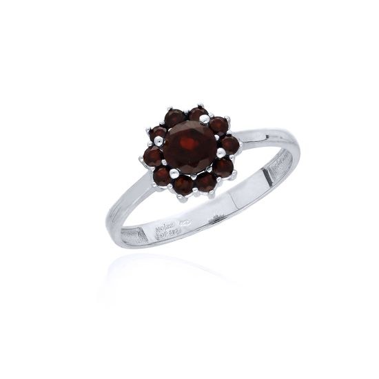 MOISS prsten z bílého zlata GRANÁT