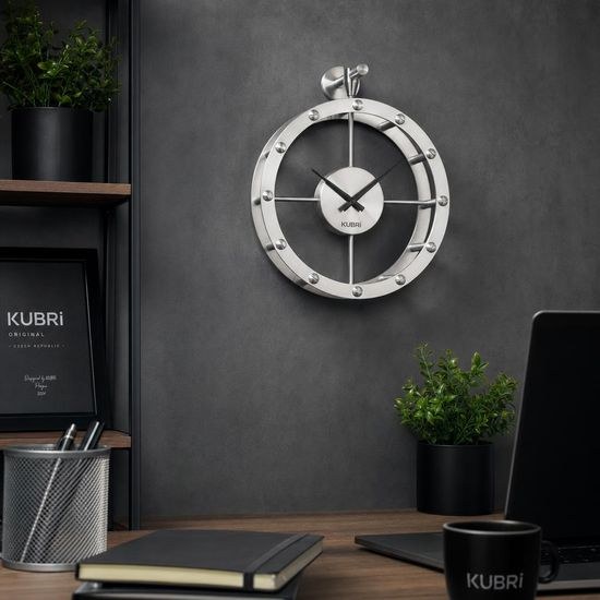 KUBRi KU0700 - 30 cm luxusní hodiny z nerez oceli vyrobené v Česku