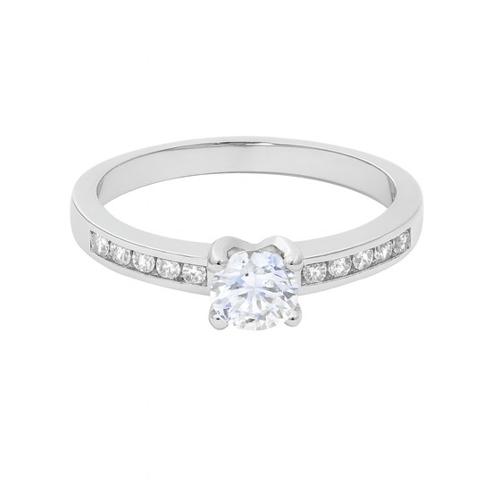 Zlatý 585/1000 prsten z bílého zlata se zirkony 5063B