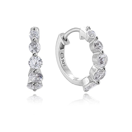 MINET Stříbrné náušnice KROUŽKY s bílými zirkony