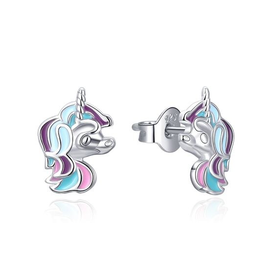 MOISS dětské stříbrné náušnice SMALT JEDNOROŽEC
