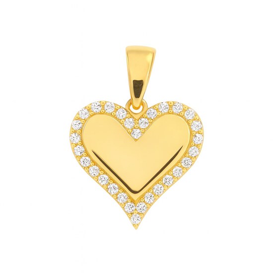 Zlatý 585/1000 přívěsek srdce se zirkony 30245
