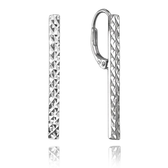 MINET Stříbrné náušnice broušené TYČKY