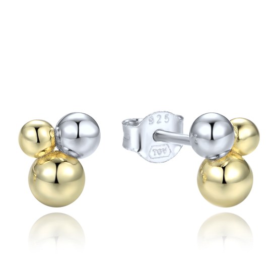 MINET Elegantní stříbrné náušnice stříbrné a pozlacené kuličky