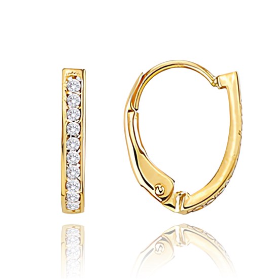 MINET Zlaté náušnice na patent s bílými zirkony Au 585/1000 1,55g