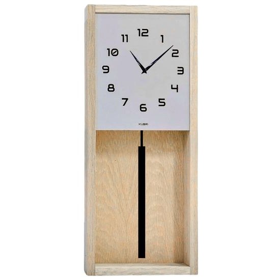 KUBRi 0301A - Kyvadlové hodiny české výroby z masivního dubu bez povrchové úpravy
