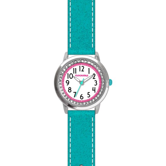CLOCKODILE CWG5122 Tyrkysové třpytivé dívčí dětské hodinky s kamínky SPARKLE