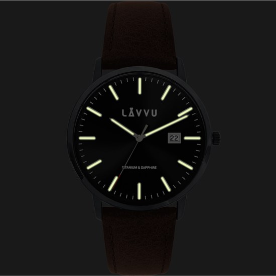 LAVVU Černé pánské hodinky se safírovým sklem Copenhagen Titanium Black