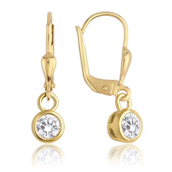 MINET Elegantní zlaté náušnice s bílými zirkony Au 585/1000 1,85g