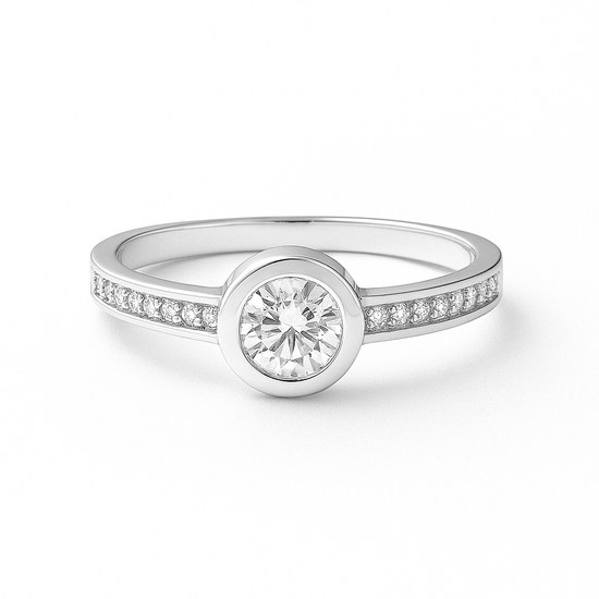 Zlatý prsten z bílého zlata se zirkony