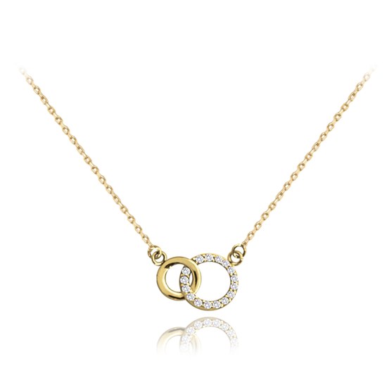 MINET Zlatý náhrdelník kroužky s bílými zirkony Au 585/1000 1,55g