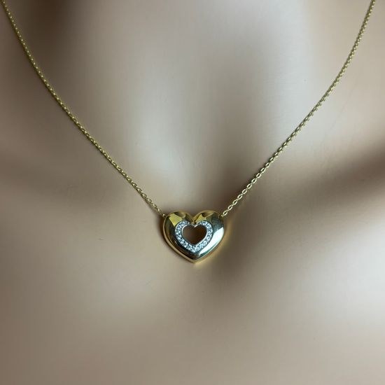 Zlatý náhrdelník srdce se zirkony