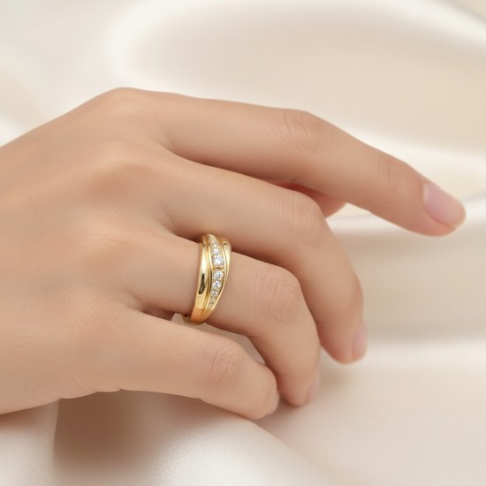 Zlatý 585/1000 prsten se zirkony TU-5006