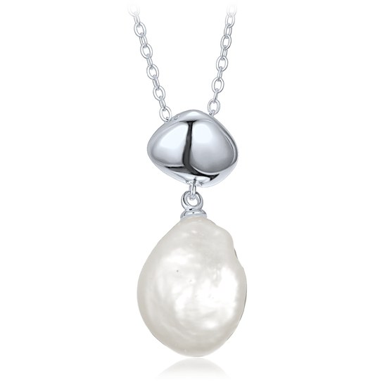 MINET Elegantní stříbrný 925/1000 náhrdelník s perlou JMAS7062SN45
