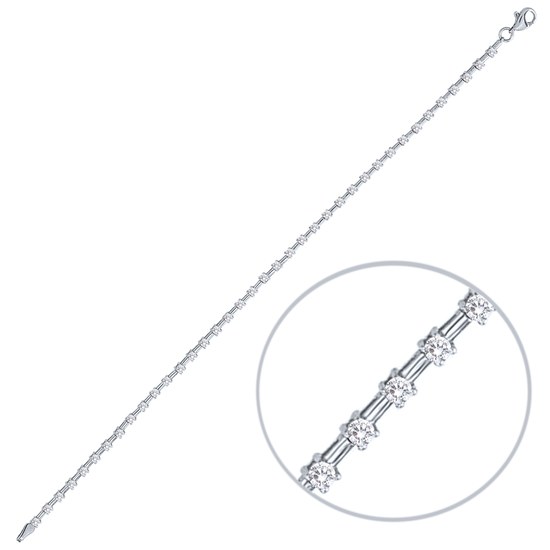 MINET Zlatý náramek z bílého zlata s bílými zirkony Au 585/1000 4,10g