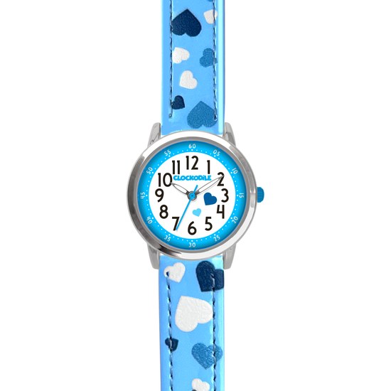 CLOCKODILE Modré dívčí dětské hodinky SRDÍČKA