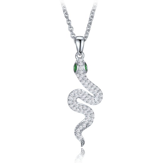 MINET Stříbrný náhrdelník had se zirkony