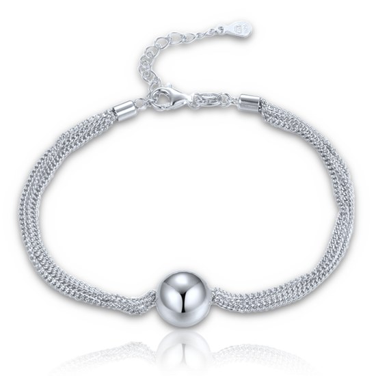 MINET Elegantní stříbrný náramek se třemi řetízky s kuličkou
