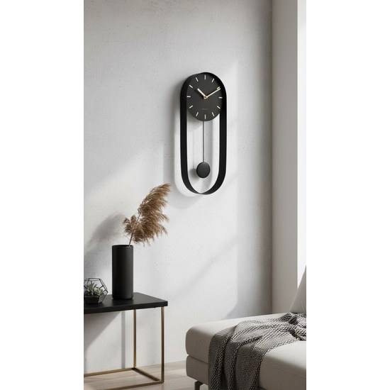 Designové kyvadlové nástěnné hodiny Karlsson KA5822BK 50cm