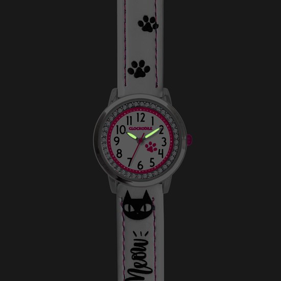 CLOCKODILE Bílé dívčí dětské hodinky KOČKY