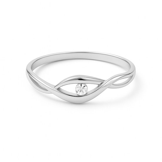 Zlatý 585/1000 prsten z bílého zlata se zirkonem 5035B