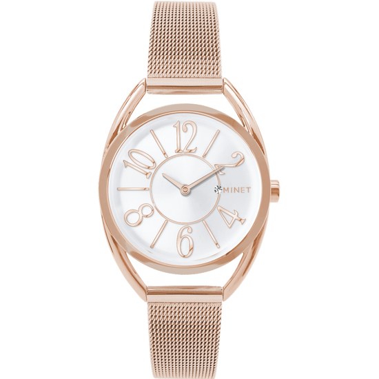 MINET Rose gold dámské hodinky ICON PINK MESH MWL5232