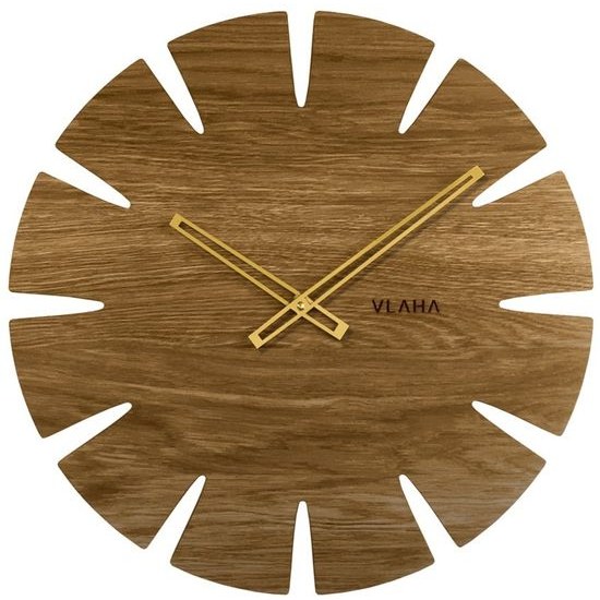 Dubové hodiny VLAHA VCT1030 vyrobené v Čechách se zlatými ručičkami